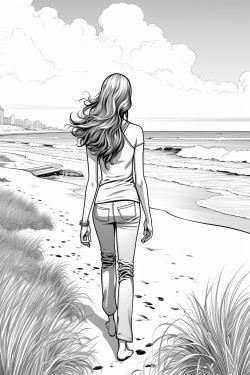 girl walking on the beach