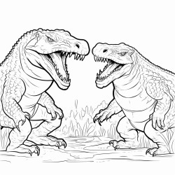 komodo dragon fighting alligator