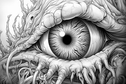 mystical eyeball with cool colors