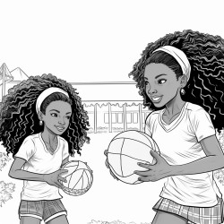 black girls playing volleyball