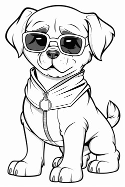 hund mit sonnenbrille auf roller
