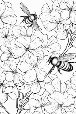 honey bees buzz among the hydrangea flowers