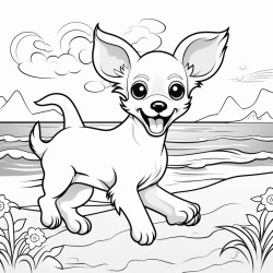 a chihuahua frolicking at the beach