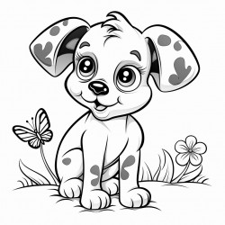 dog play with butterfly