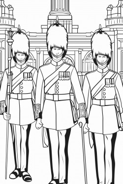 united kingdom kings guards in changing ceremony