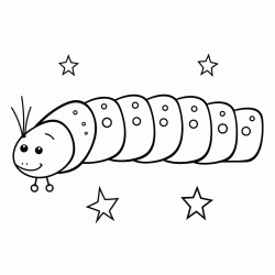 a caterpillar with stars forming constellations on its body