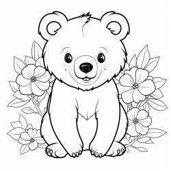 black bear with pattern inside with flowers