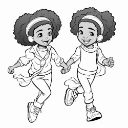 two afro girls laughing and walking together