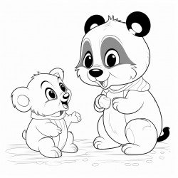 giggling panda that squeaks at a happy bunny looking at a 3 year old girl