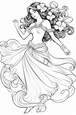 art nouveau style authentic hawaiian hula dancer