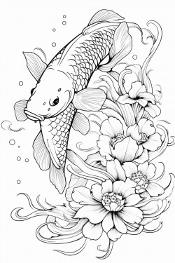 fairy tale koi fish pond tattoo