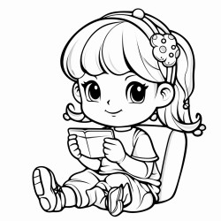 little girl with pigtails watching movies on a phone