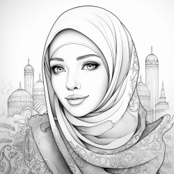 can you draw a beautiful muslimah who travels the world