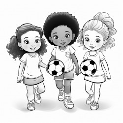 3 little afrolatina girls ages 2 4 and 5 playing soccer