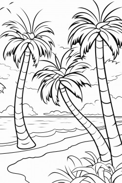 palm trees and coconuts on the beach