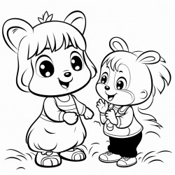 giggling panda that squeaks at a happy bunny looking at a 3 year old girl