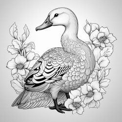 little goose design with flower