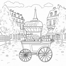 cotton candy cart in streets of paris