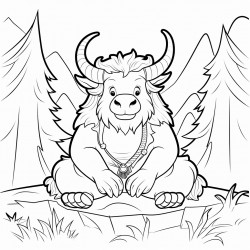 a yak meditating in the forest