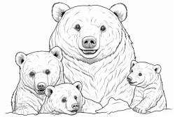 family of bears with a mom dad older brother and 2 younger sisters going about life together