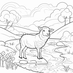 sheep grazing on riverbank