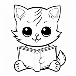 nonoline kitty cat reading a book bold lines