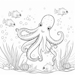 octopus and fish swimming in the mediterranean