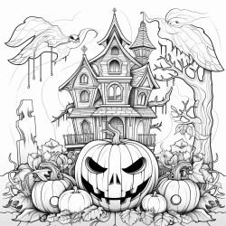 halloween pumpkin with a hunter house