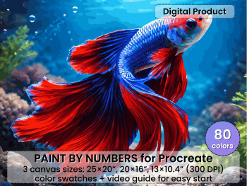 Betta Fish Paint by Number for Procreate – Colorful Aquarium Art | Digital Download