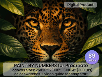 Leopard Color by Number for Procreate, Jungle Animal Art (Digital Download)