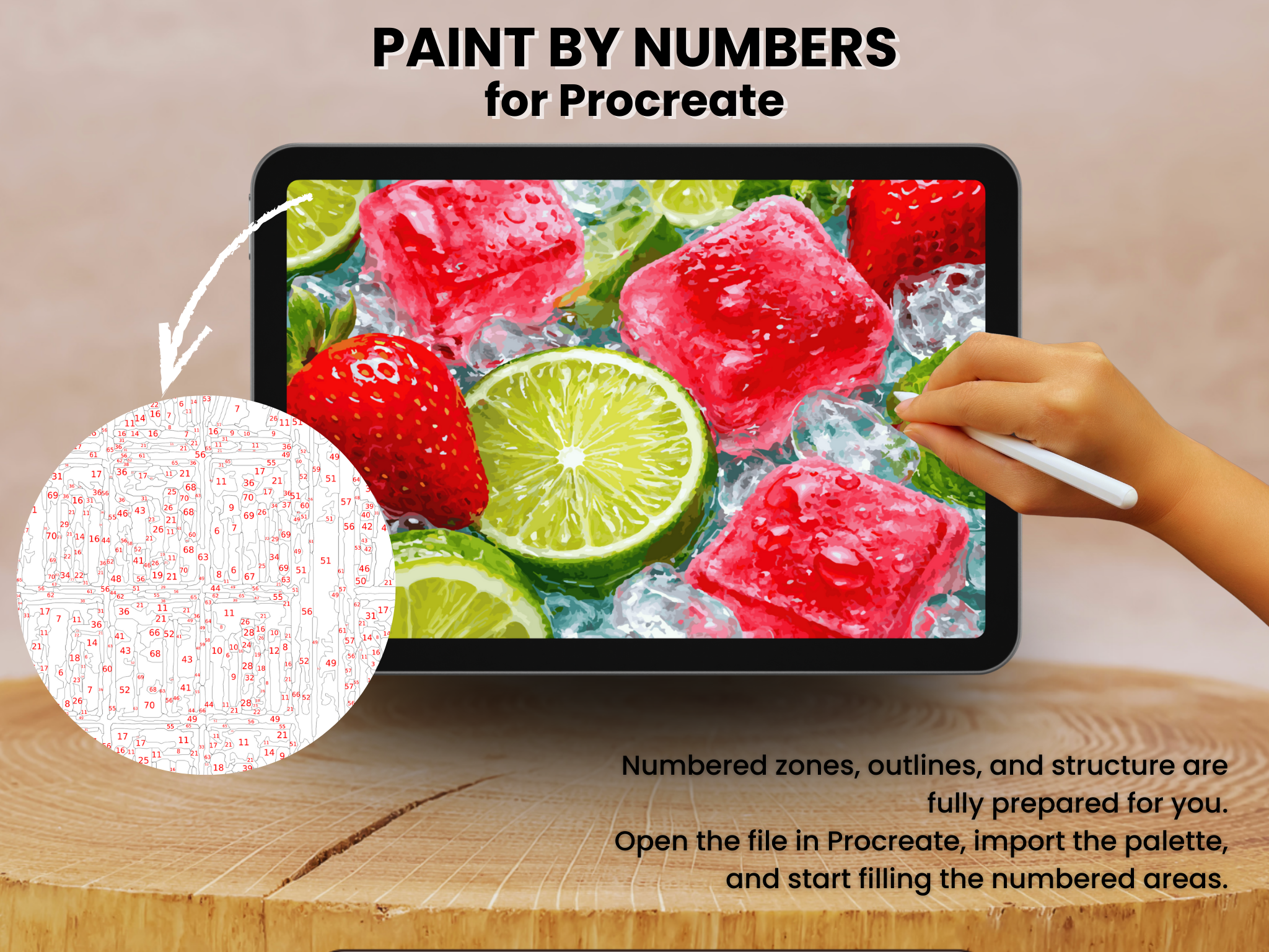 Strawberry Lime Ice Paint by Number for Procreate – Fresh Summer Mood | Digital Download
